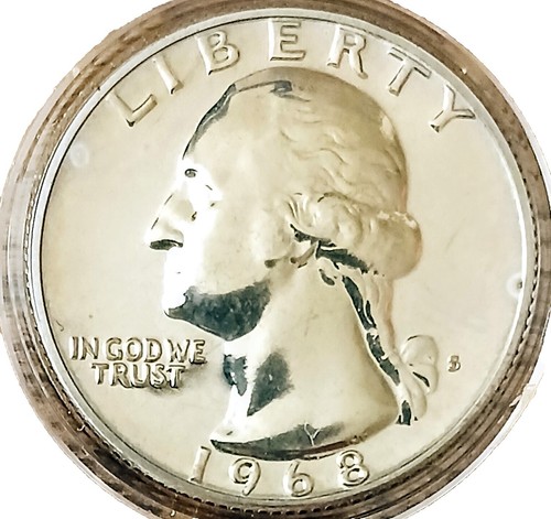 1968 quarter doubled die reverse error showing doubling on E PLURIBUS UNUM and eagle design elements