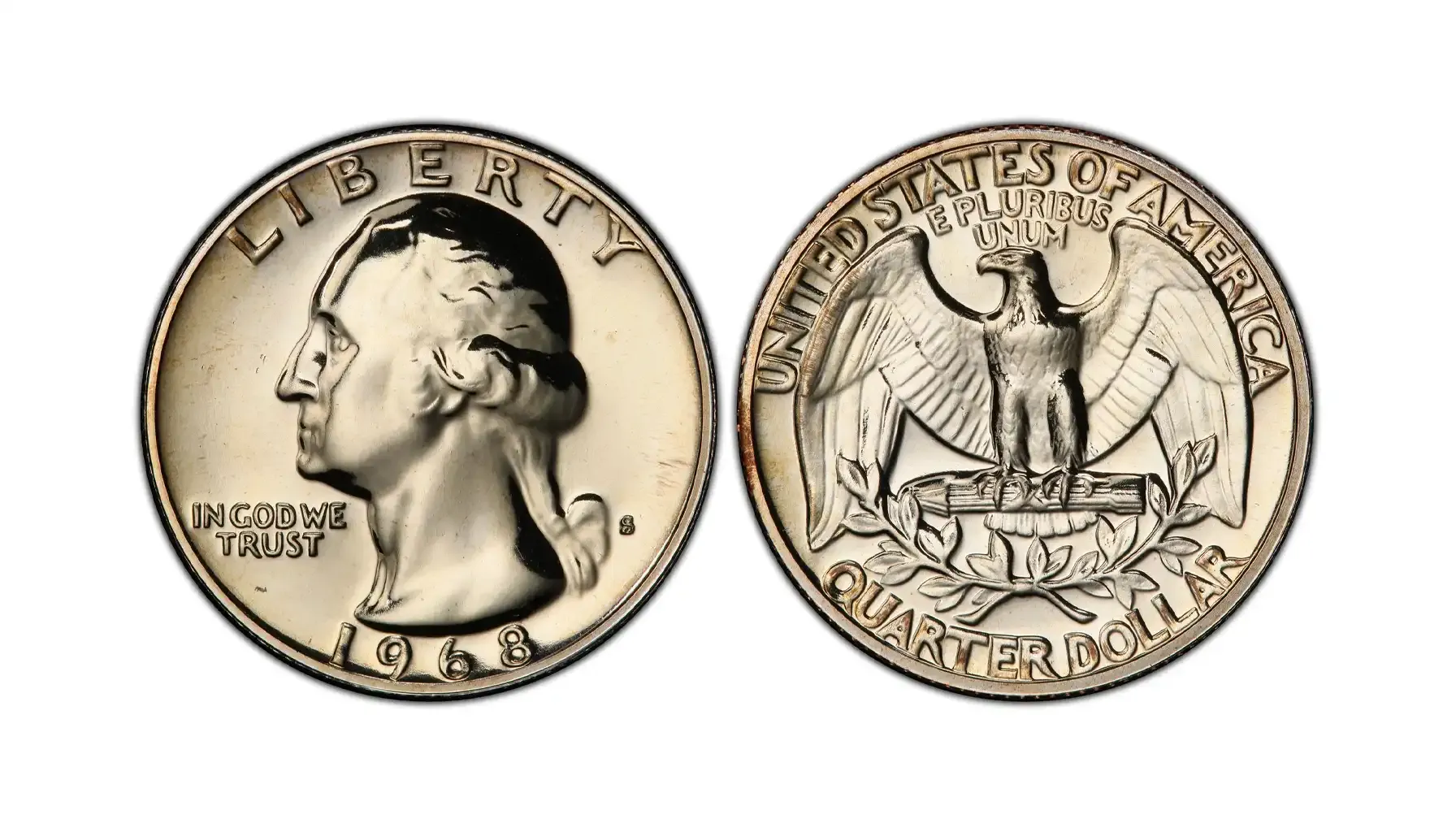 1968 Washington Quarter mintage reference showing Philadelphia, Denver, and San Francisco mint coins